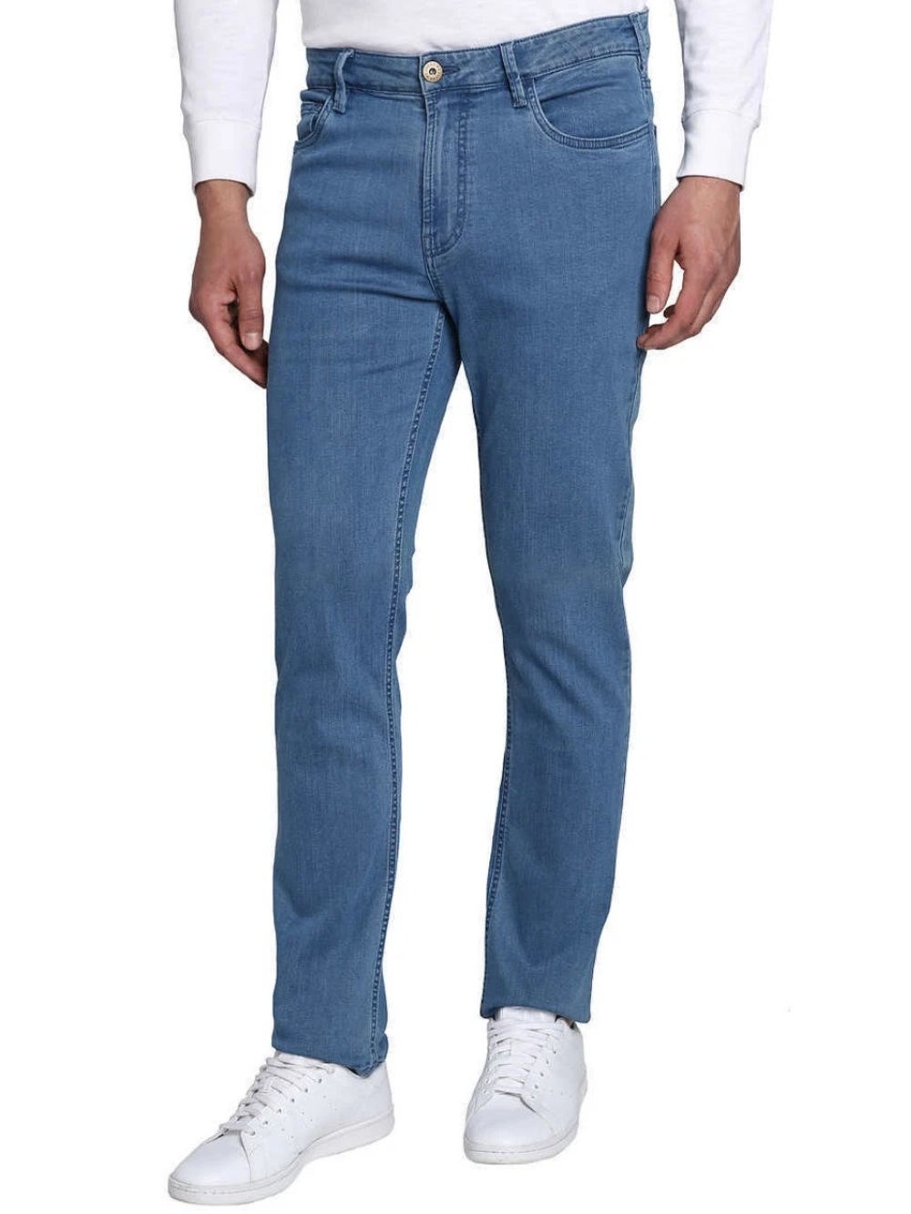 Jachs New York Men's Lyocell-Blend Medium Blue Straight Stretch Jeans Size 36/30